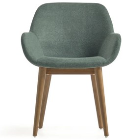 Kave Home Konna Wood Groene Eetstoel Met Houten Poten