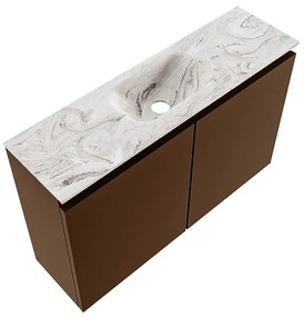 Mondiaz Ture DLux toiletmeubel 80cm rust met wastafel glace midden zonder kraangat