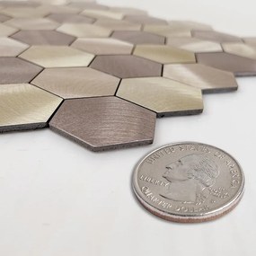 Zelfklevend Mozaïek Hexagon Champagne - 29.5 cm x 29.5 cm x 0.4 cm | 0.5 kg | Paneli zelfklevende steenstrips