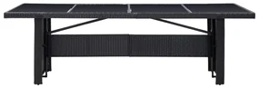 vidaXL Tuintafel 240x90x74 cm poly rattan en glas zwart