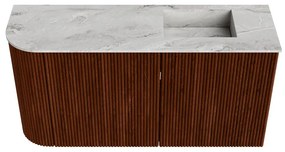 Mondiaz Joya DLux 80cm toiletmeubel ronding links ruby met wastafel faye rechts 1 kraangat glace