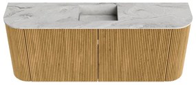 Mondiaz Joya DLux 105cm toiletmeubel ronding links/rechts oak met wastafel faye midden zonder kraangat glace
