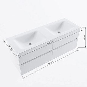 Mondiaz Vica DLux badmeubel 130cm chai 4 lades met wastafel ostra dubbel zonder kraangat