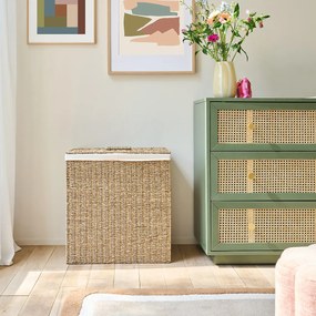 Wasmand met twee compartimenten, van gevlochten zeegras, AZURO