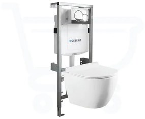 QeramiQ Salina Compact Toiletset -softclose zitting- bedieningsplaat Geberit Sigma01 chroom - wit glans 0701131/0700519/sw258541/