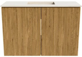 Mondiaz Joya DLux 60cm toiletmeubel oak met wastafel faye midden zonder kraangat meli