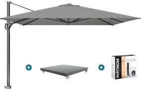 Platinum Challenger Telescope Zweefparasol premium - 3,5x3,5 - Manhattan grey met Marbella voet en hoes