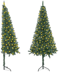 vidaXL Kunstkerstboom met LED's hoek 210 cm PVC groen