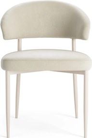 IRIS Zandkleurig beige (stof Victoria A80) / beige onderstel – MODERNE GESTOFFEERDE STOEL VOOR WOONKAMER/EETKAMER BOHO