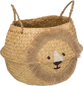 Atmosphera Kids opbergmand - Leeuw - Diameter 35 cm - Rieten opbergtas