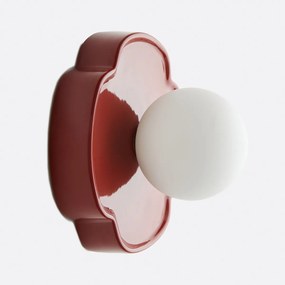 Wand- of plafondlamp bloem, keramiek en opaline glas, diameter 20 cm, HOLI