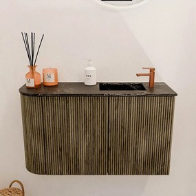 Mondiaz Joya DLux 70cm toiletmeubel ronding links dusk met wastafel faye rechts 1 kraangat lava