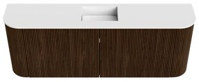 Mondiaz Joya 115cm toiletmeubel ronding links/rechts walnut met wastafel faye midden 1 kraangat talc