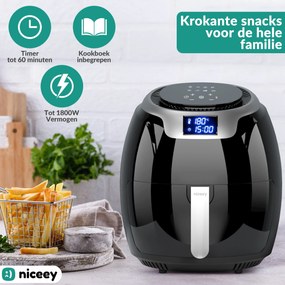 Niceey Airfryer XXL - Heteluchtfriteuse - 8L - 1800W - Zwart