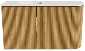 Mondiaz Joya 70cm toiletmeubel ronding rechts oak met wastafel faye links zonder kraangat talc