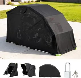 VEVOR Motortentgarage, Motorhoes 2790x1095x1600 mm, Motorgarage met veiligheidsslot, 600D Oxford vouwtent, Weerbestendige motorhoes met ventilatieramen, Zwart