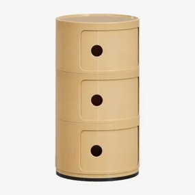 Pack Van 2 Nachtkastjes Ø30 Cm Met Planken Babel 3 Lades & Lichte Mosterd - Sklum