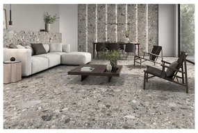 Vloertegel 60x120 Cm Terrazzo Animo Grijs N59