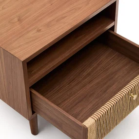 Kave Home Elan Retro Nachtkastje Walnoot Met Touw - 51x41x45cm.