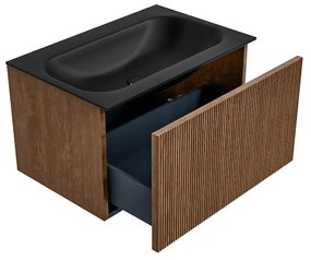 Mondiaz Kurve 70cm badmeubel walnut met 1 lade en wastafel big small midden 1 kraangat urban