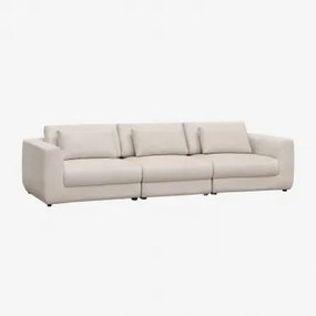 3-delige Modulaire Bank Met In Hoogte Verstelbare Hoofdsteun, Bekleed Met Cataline Chenille Chenille Crèmebeige - Sklum