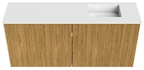 Mondiaz Joya 90cm toiletmeubel oak met wastafel faye rechts 1 kraangat talc