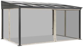 Aluminium terrasoverkapping 4 x 6 m Tarragona met muggengaas Garden Point beige