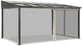 Aluminium terrasoverkapping 4 x 6 m Tarragona met muggengaas Garden Point beige