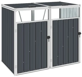 vidaXL Afvalbakberging dubbel 143x81x121 cm staal antraciet