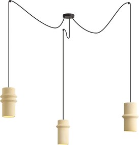 Retro hanglamp beige 3-lichts - Monti