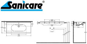 Sanicare Q9 keramische wastafel 100x47cm wit