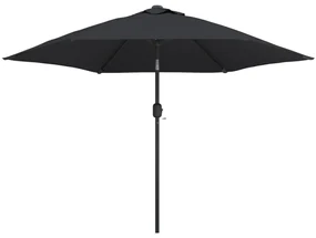 vidaXL Parasol met LED-verlichting en stalen paal 300 cm zwart