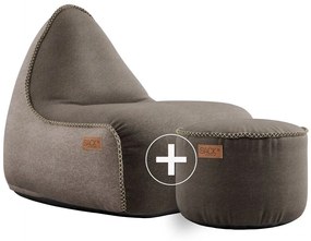 Canvas Lounge Chair & Pouf - Bruin/Zand