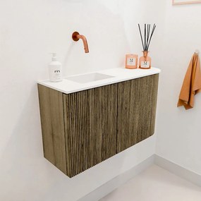 Mondiaz Joya 70cm toiletmeubel ronding rechts dusk met wastafel faye links zonder kraangat talc