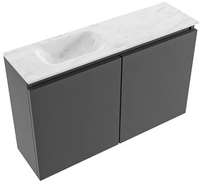 Mondiaz Ture DLux toiletmeubel 80cm dark grey met wastafel opalo links zonder kraangat