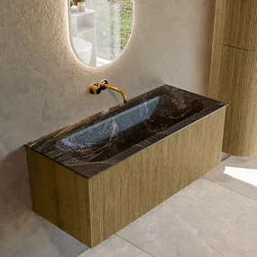 Mondiaz Kurve-dlux 110cm badmeubel dusk met 1 lade en wastafel big medium midden zonder kraangat lava