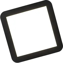 Plafonnière zwart 22,5 cm vierkant incl. LED 3-staps dimbaar IP44 - Steve