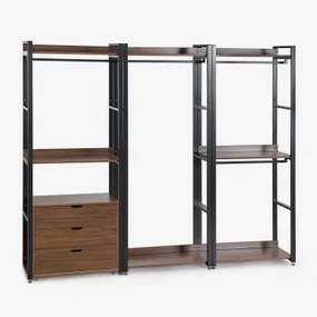 3-delige Open Modulaire Kast Met Stalen En Mdf Lades Ariaster Zwart - Sklum