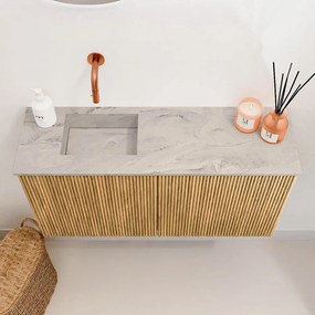 Mondiaz Joya DLux 80cm toiletmeubel oak met wastafel faye links zonder kraangat glace