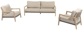 Julia stoel bank loungeset 3 delig brushed teak 4 Seasons Outdoor