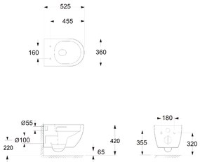 Bruckner Fulda hangend toilet randloos Turboflush 36x52cm wit