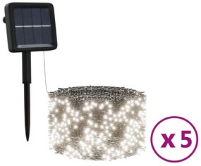 vidaXL 5 st Lichtslinger met 200 LED's solar binnen/buiten koudwit