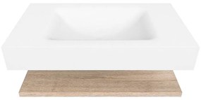 Zaro Alan badmeubel 80cm met planchet washed oak en vrijhangende wastafel cloud midden 1 kraangat talc