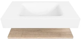 Zaro Alan badmeubel 80cm met planchet washed oak en vrijhangende wastafel cloud midden 1 kraangat talc