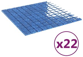 vidaXL Mozaïektegels 22 st zelfklevend 30x30 cm glas blauw