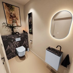 Mondiaz Ture DLux toiletmeubel 40cm clay met wastafel lava links met kraangat