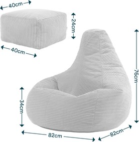 Cloudy Cord Zitzak Stoel - Antraciet