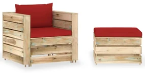 vidaXL 2-delige Loungeset met kussens groen geïmpregneerd hout
