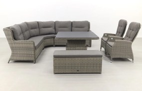 Sandigo lounge dining set met bijzetbank + 2x verstelbare tuinstoel