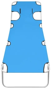 vidaXL Ligbed inklapbaar met hoofdkussen staal turquoiseblauw
